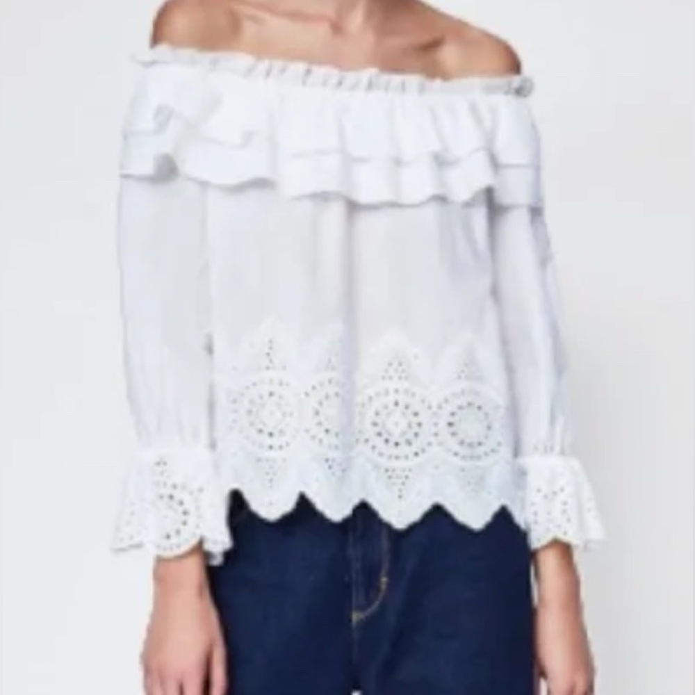 Zara Off Shoulder Eyelet Blouse S